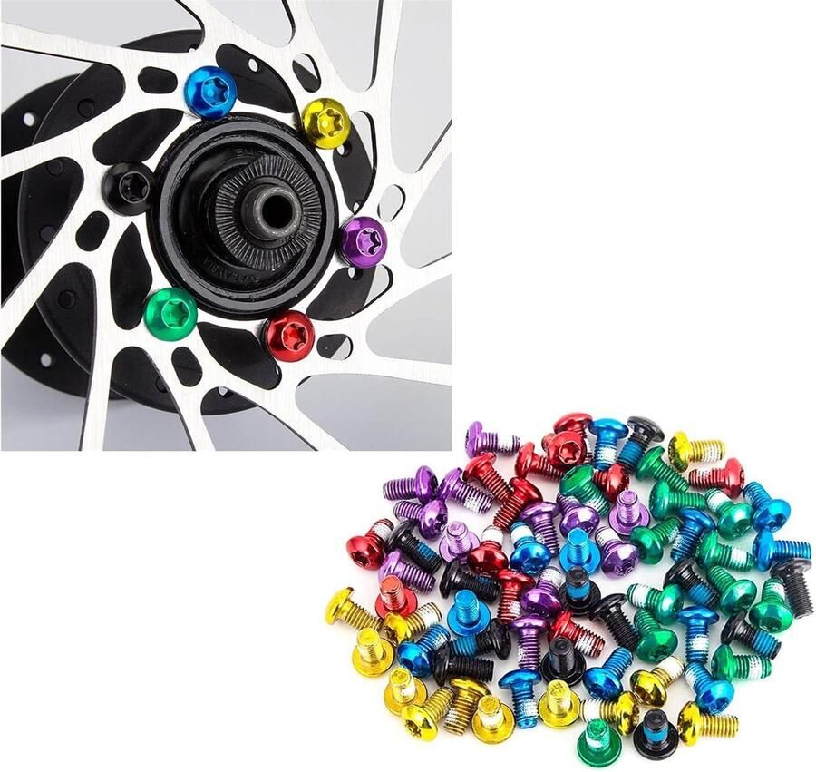 Fiets remschijven schroeven 12 stuks M5 x 10 mm geanodiseerde fietsschijfremschroeven T25 fietsrotorschroef voor MTB racefiets mountainbike zwart set van 12