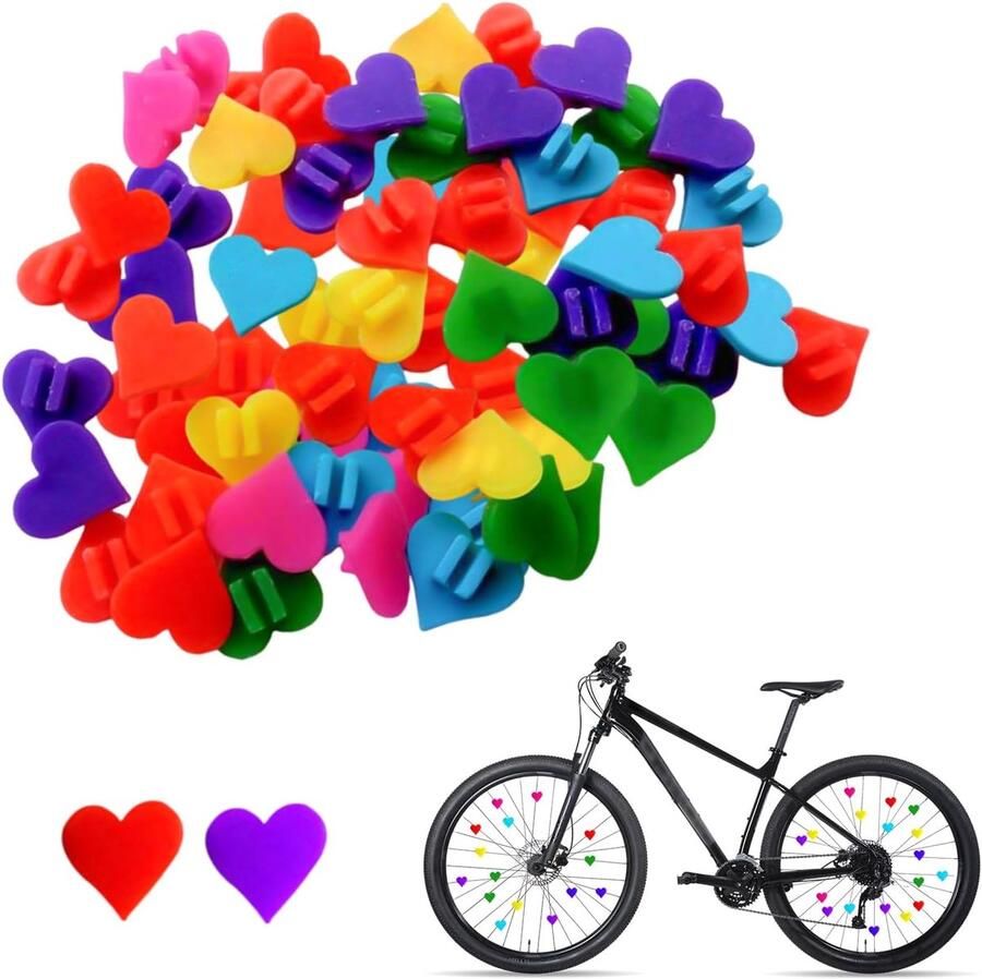Fiets Spaak Kralen Hartjes Decoratie Kinderfiets Versieren 70 Stuks Set One Size Ge gde Kleuren