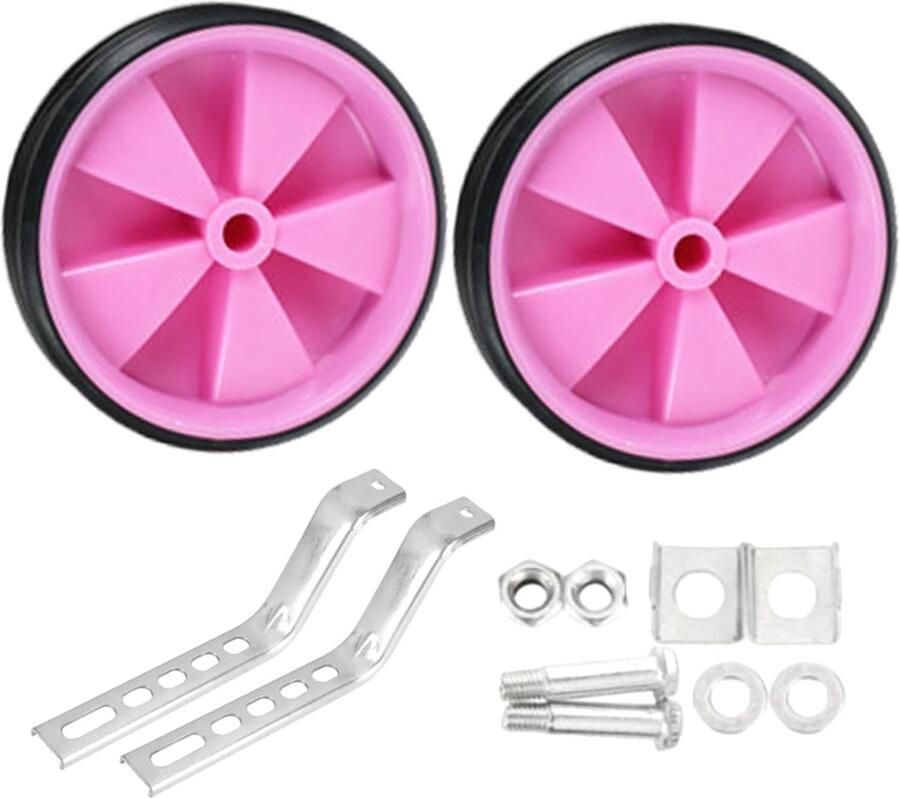 Fiets Stabilisator Wielen Hulpwielen Kinderfiets Leren Fietsen Stille Rubberen Banden 12-20 Inch Roze