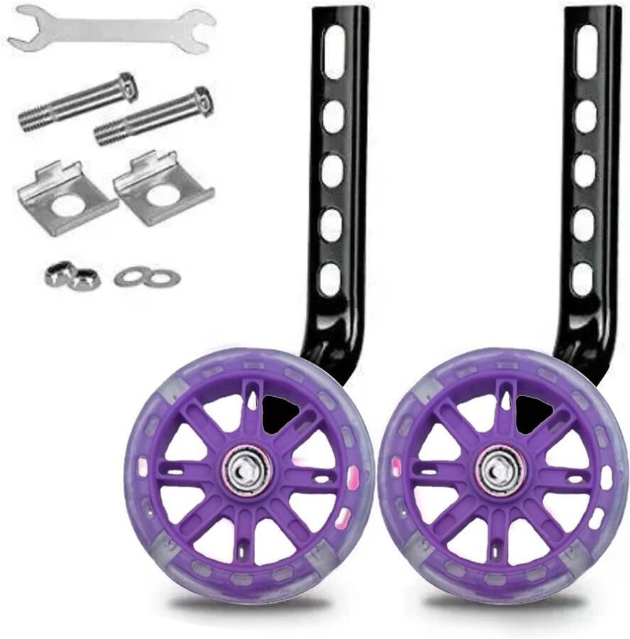 Fiets Stabilisator Wielen Hulpwielen Kinderfiets Leren Fietsen Verstelbare Hulpfunctie 12-20 Inch Paars