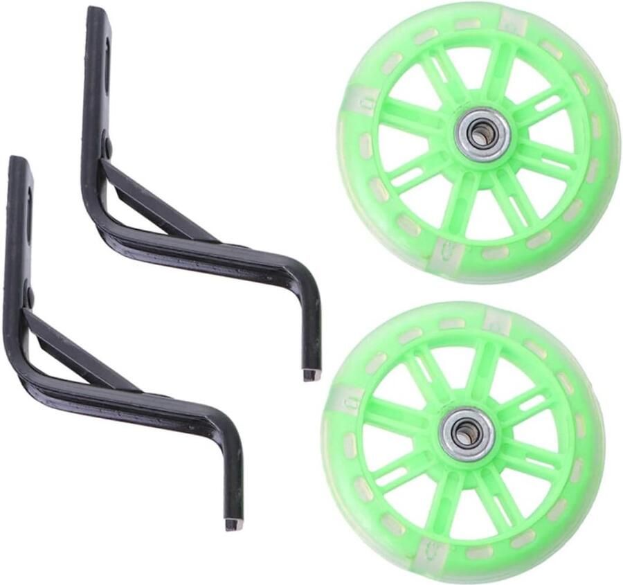 Fiets Stabilisator Wielen Hulpwielen Kinderfiets Veilig Leren Fietsen Lichtgevend en Stil 12 Inch Groen