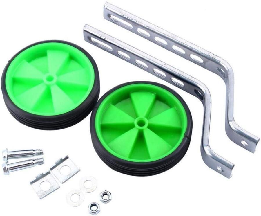 Fiets Stabilisator Wielen Zijwieltjes Kinderfiets Leren Fietsen Verstelbare Steunwielen 12-20 inch Groen