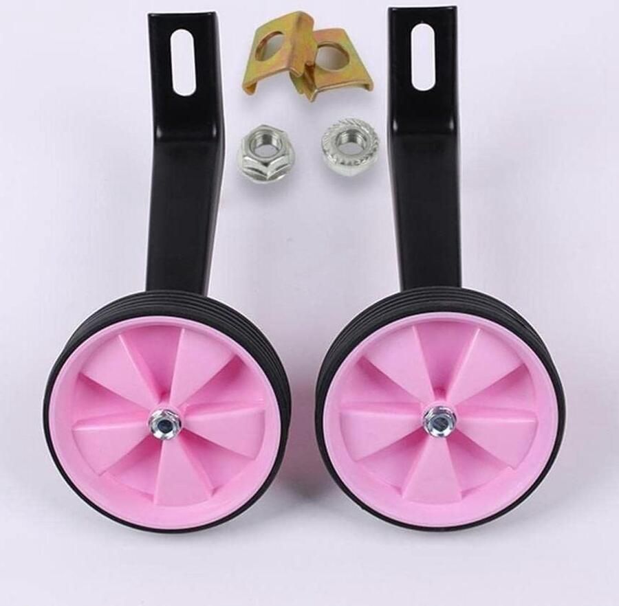 Fiets Stabilisatoren Hulpwielen Kinderfiets Fietsen Leren Verbrede Stalen Beugels 12-20 inch Roze
