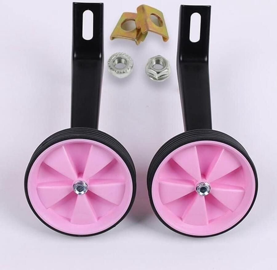 Fiets Stabilisatoren Hulpwielen Kinderfiets Leren Fietsen Verbrede Stalen Beugels 12-20 inch Roze