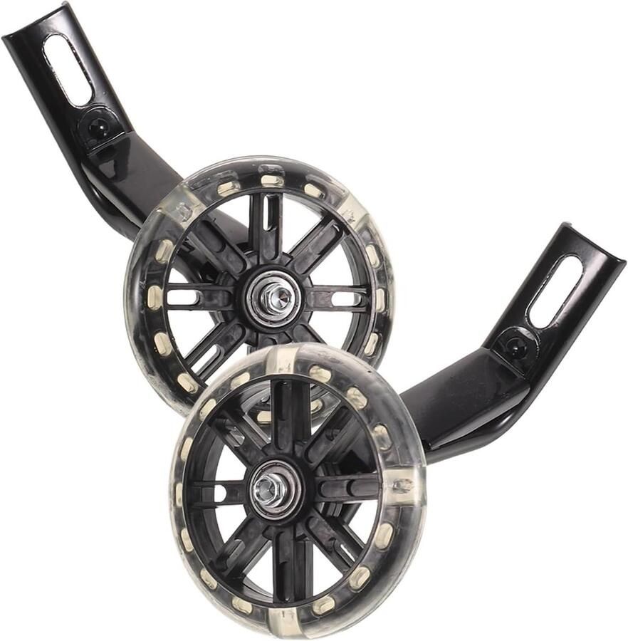 Fiets Stabilisatorwielen Zijwieltjes Kinderfiets Kinderen Leren Fietsen Fluisterstille LED Verlichting 11 cm Zwart