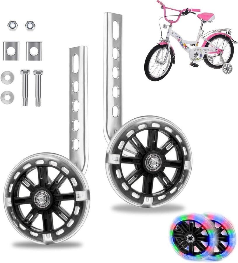 Fiets Steunwielen Hulpwielen Kinderfiets Kinderen Leren Fietsen Universeel Verstelbaar 12-20 Inch Zwart