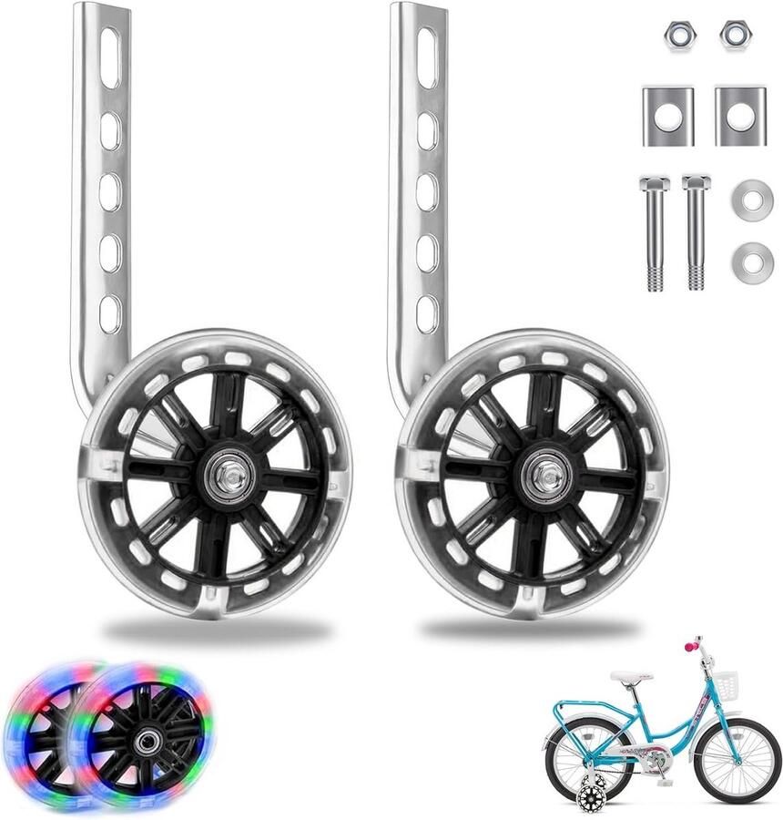 Fiets Steunwielen Hulpwielen Kinderfiets Veilig Leren Fietsen Universeel Verstelbaar 12-20 Inch Fietsen Zwart