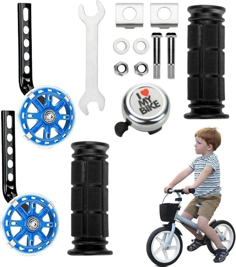 Fiets Steunwielen Hulpwielen Kinderfiets Veilig Leren Fietsen Verstelbare Stabiliteit 12-20 Inch Wielmaat Blauw
