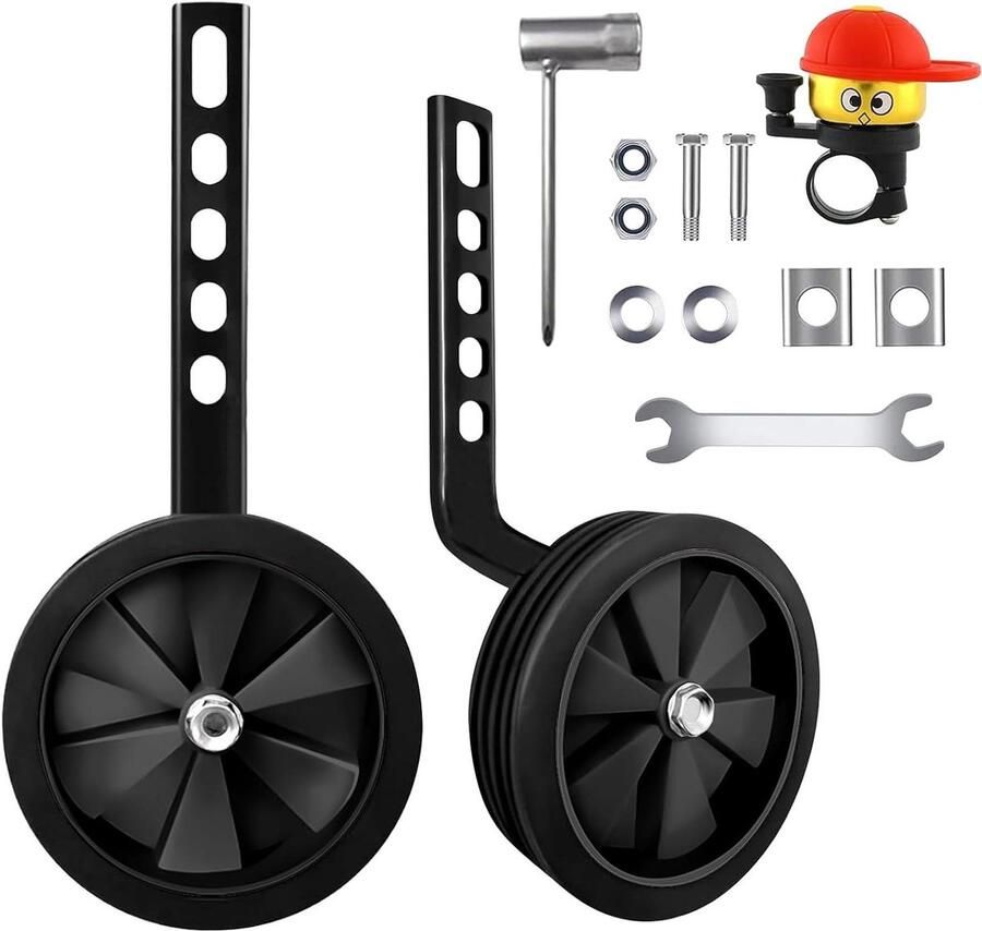 Fiets Steunwielen Kinderen Oefenwielen Kinderfiets Leren Fietsen 5 Hoogteverstellingen 12-20 Inch Zwart