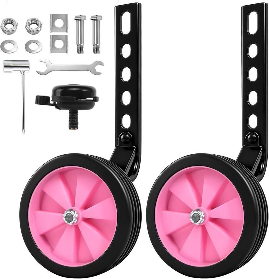Fiets Steunwielen Kinderfiets Wielen Fietsen Leren 5-Traps Verstelbaar 12-20 inch Roze