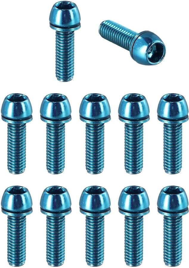 Fiets stuur bouten M6 x 20 mm Blauw met ringen Cone hoofdbouten Ideaal voor mountainbikes ShopVlot