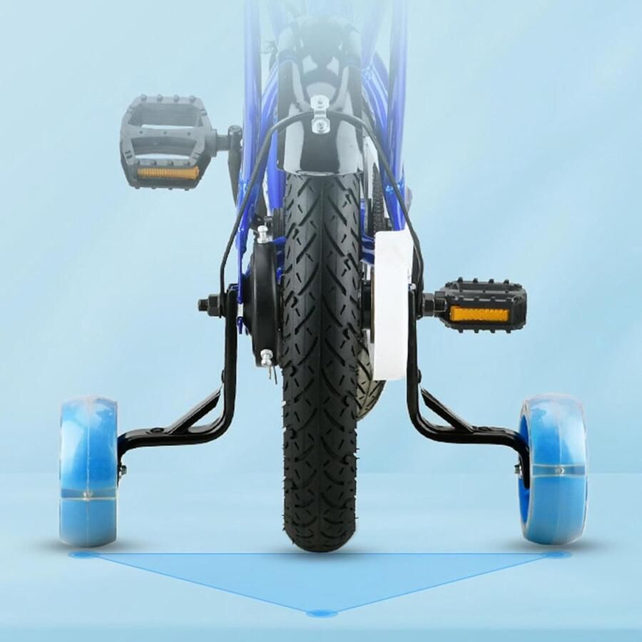 Fiets Training Wiel Oefenwiel Kinderfiets Kinderen Leren Fietsen Universeel Montage Systeem 12-20 inch Blauw
