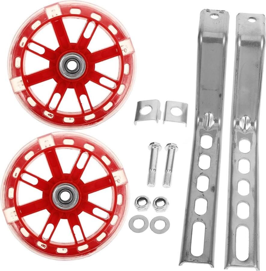 Fiets Trainingswielen Zijwieltjes Kinderfiets Leren Fietsen Knipperende Wielen 12-20 Inch Rood
