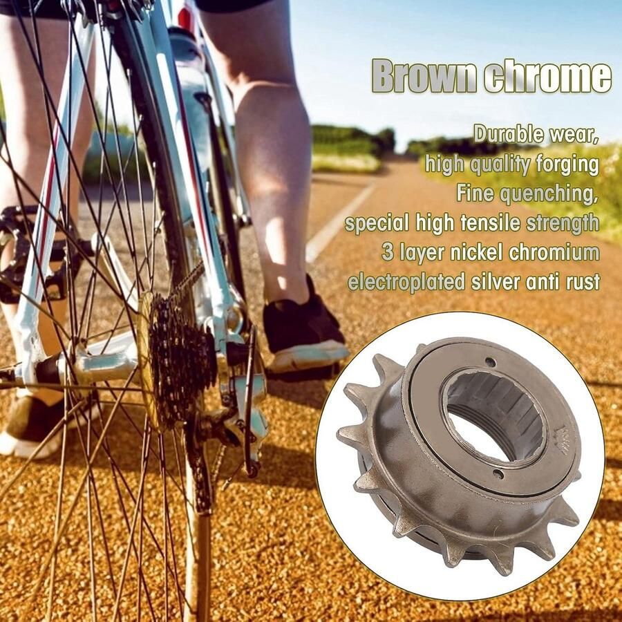 Fiets Vrijloop Tandwiel Single Speed Mountainbike Racefiets 14 Tanden 34 Mm Zacht Geluid Slijtvast Roestbestendig Bruin