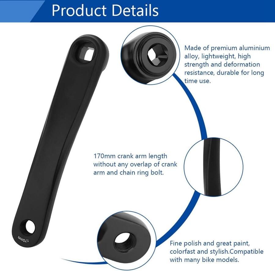 Fiets zwengelarm 170 mm voor stadsfiets vouwfiets MTB e-bike en racefiets