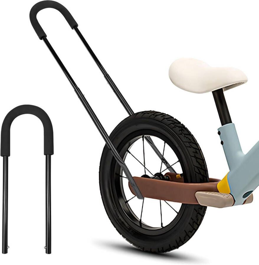 Joy Kids Fietsbegeleider voor Kinderen met 4 Verstelbare Hoogtes Veiligheidsstang voor Kinderfiets Geschikt voor Kinderen (Zwart)