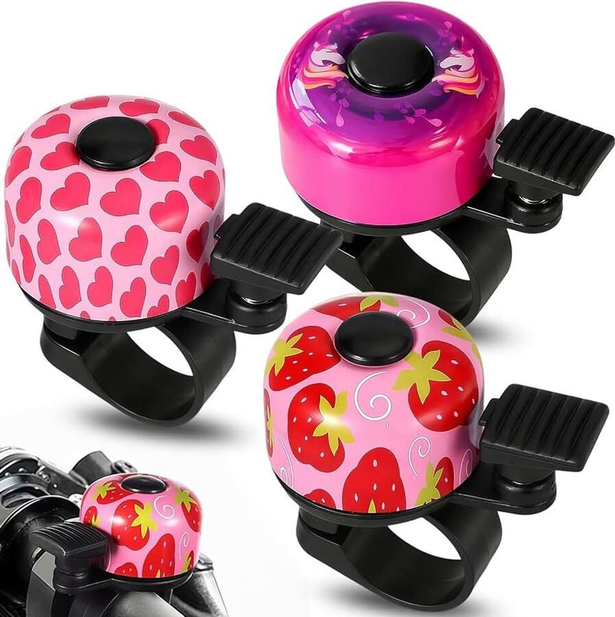 Fietsbel voor kinderen 3 stuk mini-bel van legering voor fiets scooter kinderfiets mountainbike fietsaccessoires aardbeien