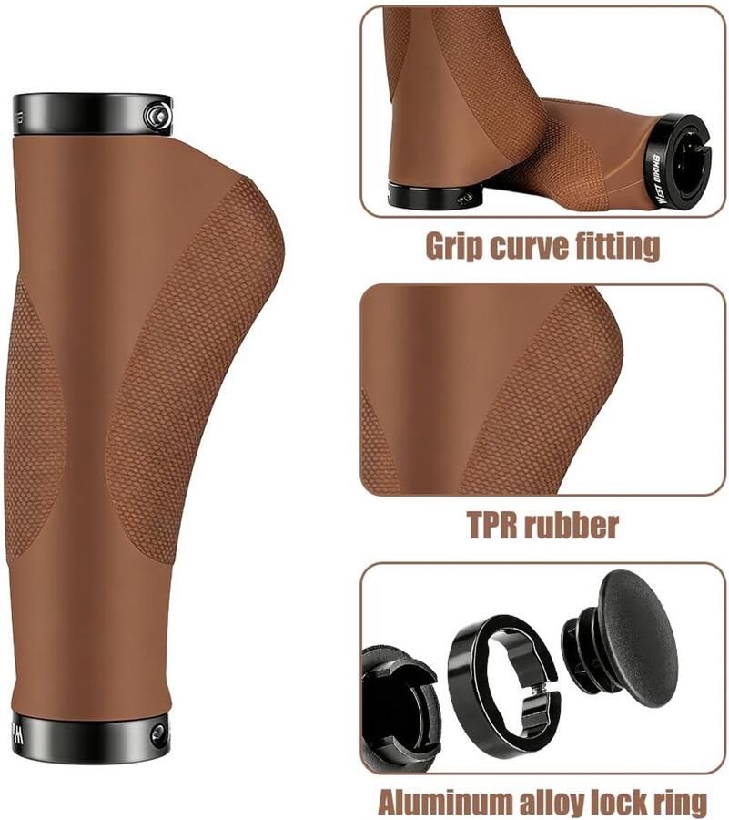 Fietsgrepen ergonomisch stuurgrepen fietsgrepen schokabsorberend en antislip aluminium dubbele sluiting voor 22 mm MTB-mountainbike elektrische fiets BMX vouwfiets enz. (grijs B)