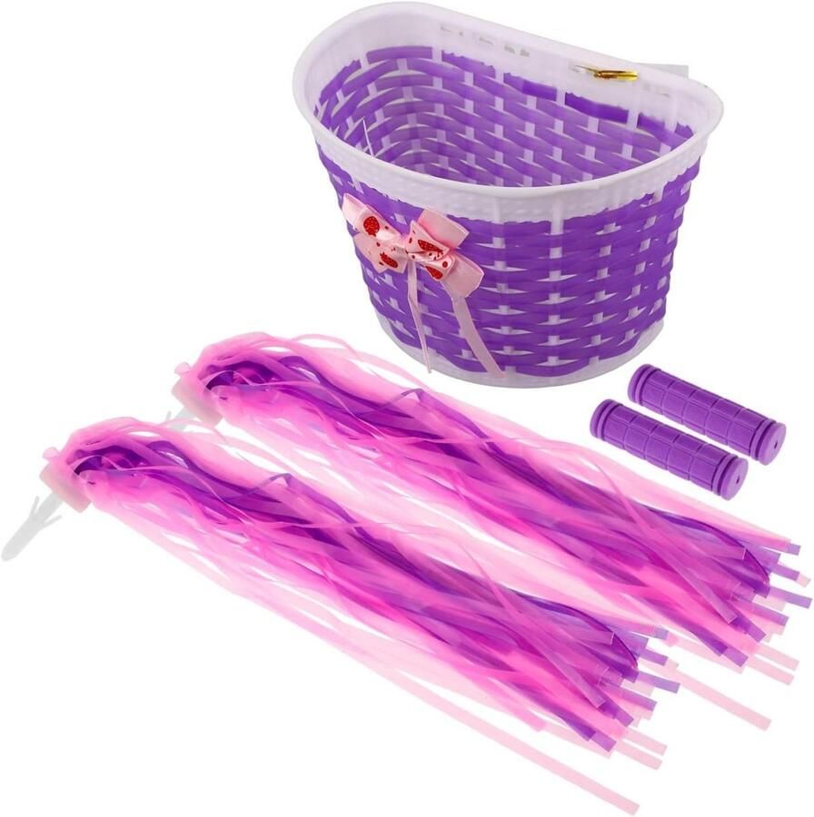 Fietshandvatten met Streamers Kinderfiets Accessoires Fiets Versieren Antislip Handvatten 20 centimeter Paars