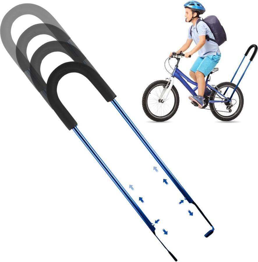 Fietsstang Kinderfiets Duwstang Kind Leren Fietsen Verstelbare Hoogte 74cm Max Blauw