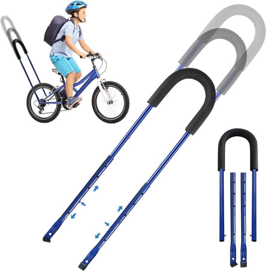 Fietsstang Kinderfiets Duwstang Kinderen Leren Fietsen Universeel Verstelbaar 43 cm Blauw