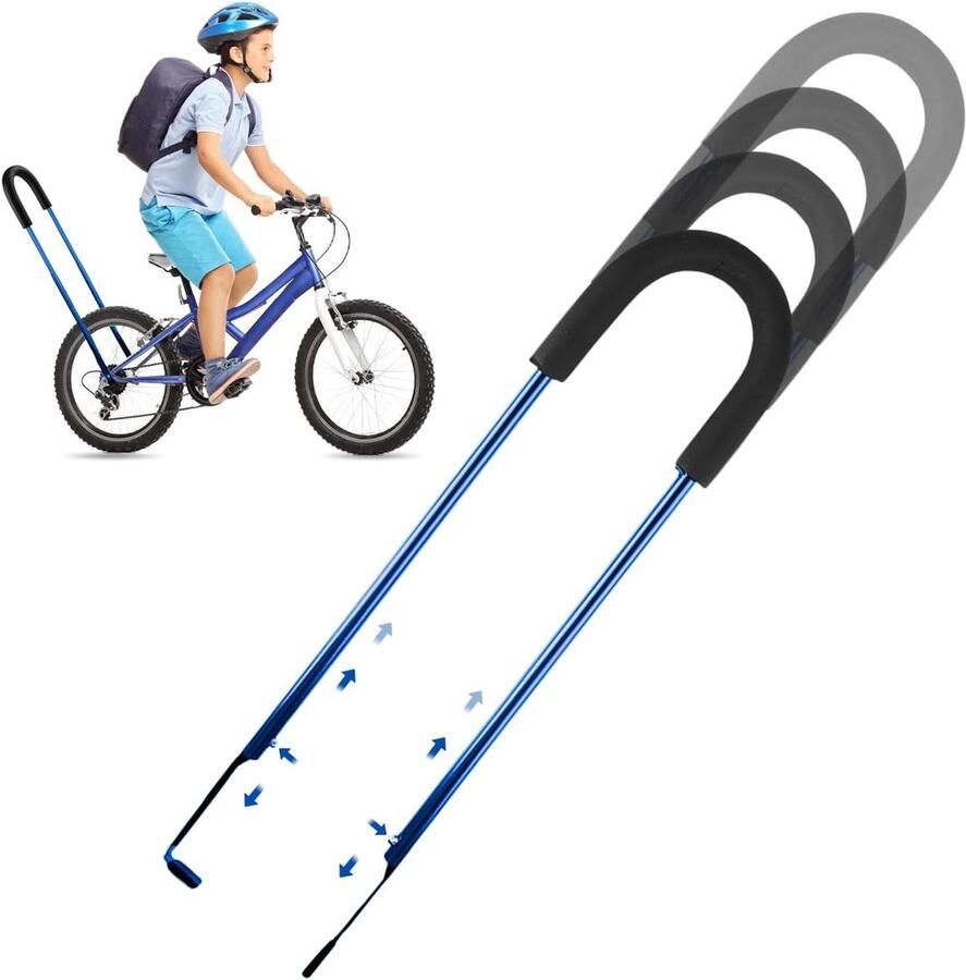 Fietsstang Kinderfiets Duwstang Fiets Kind Leren Fietsen Antislip Schuimrubber Handgreep Verstelbaar 55-74cm Blauw