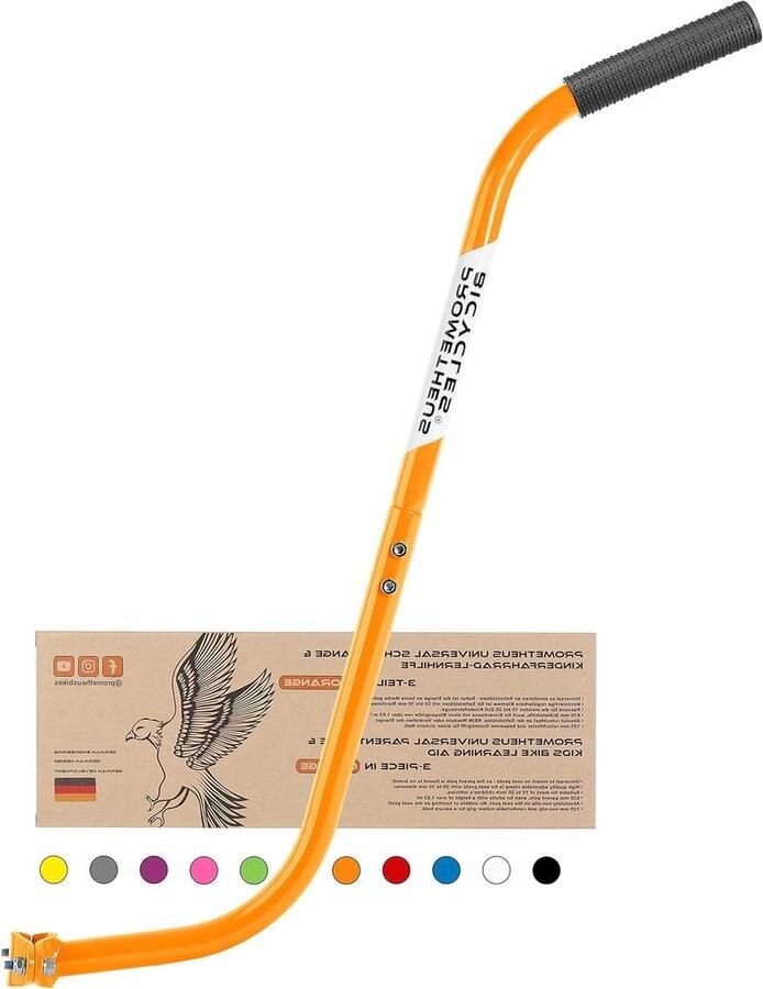 Fietsstang Kinderfiets Duwstang Loopfiets Kind Leren Fietsen Verstelbare Klem 63 cm Oranje