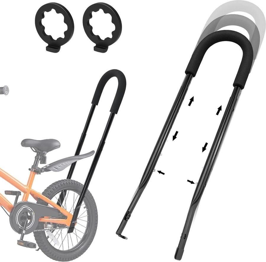 Fietsstang Kinderfiets Leerhulp Stang Kinderen Leren Fietsen Verstelbaar Ergonomisch Design 53-74 cm Zwart