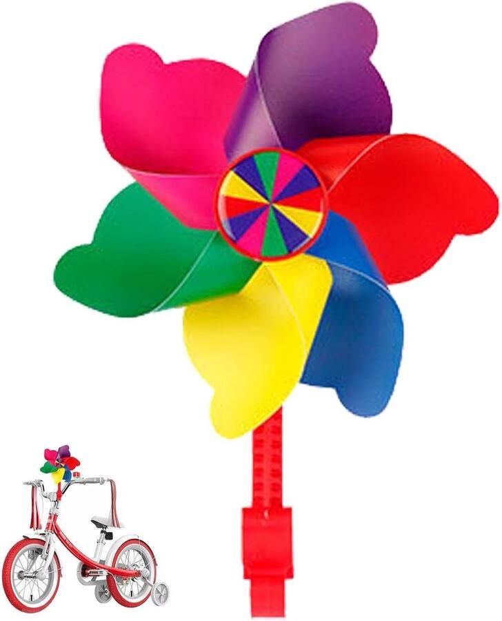 Fietsstuur windmolen Kinderfiets spinner Decoratie toevoegen Veilig zacht materiaal 65 inch Veelkleurig