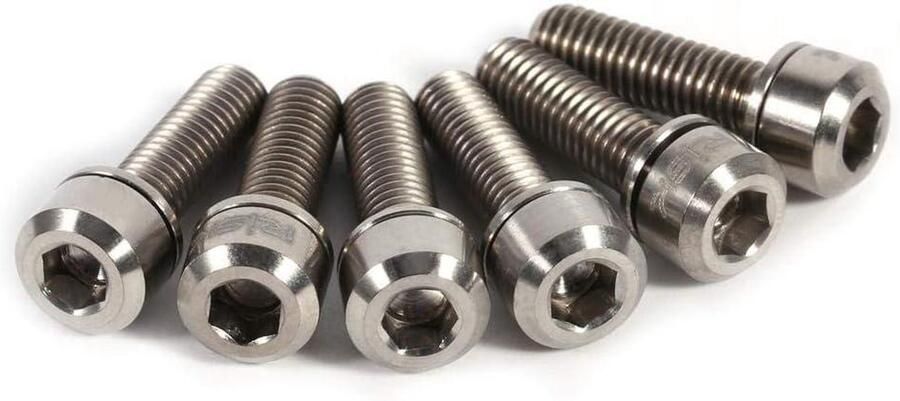 Fietsstuurbouten met ringen Set van 6 bouten voor mountainbike en racefiets M5 x 18 mm Titaniumlegering TC4