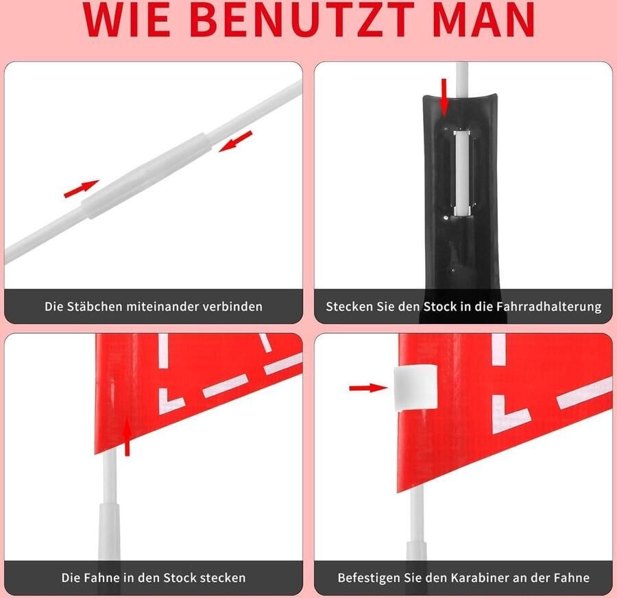 Fietswimpel voor Kinderen Brandweer Motief Veiligheidswimpel 2 Stuks Jongens Kinderfiets Accessoires Rood Geschikt voor Outdoor Gebruik