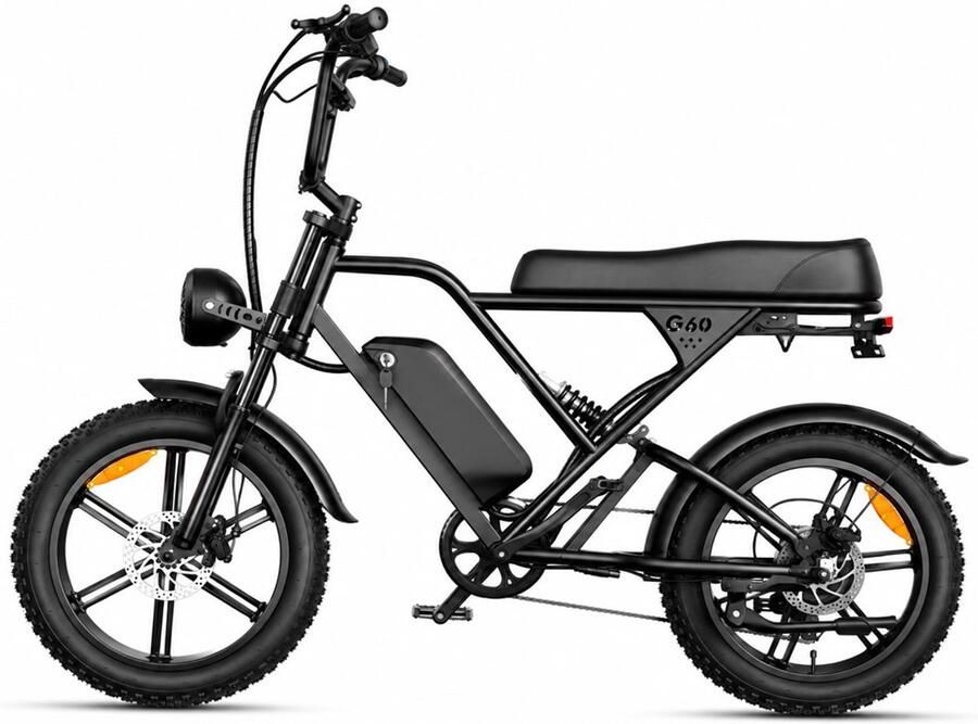 G60 Fatbike KZQ Hydraulische Rem 250W Motor 7 Versnellingen LCD Display 48V 15Ah Accu 25 km u