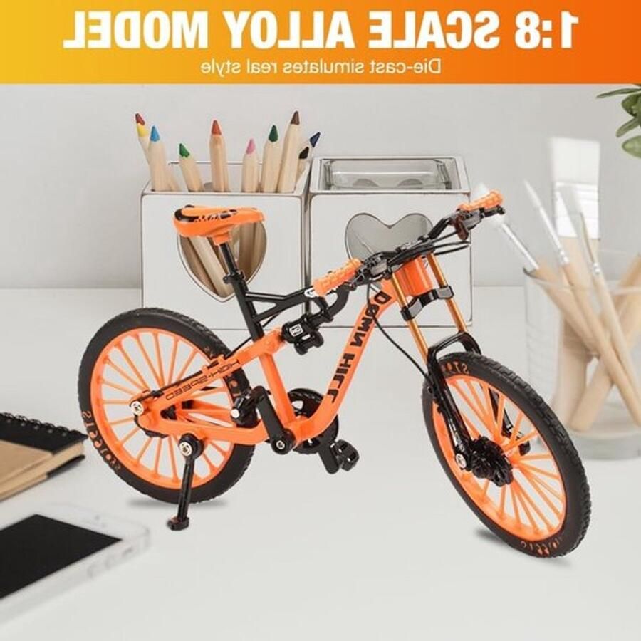 Gedetailleerd Mountainbike Model Fiets Speelgoed van Zinklegering in Oranje - Foto 3