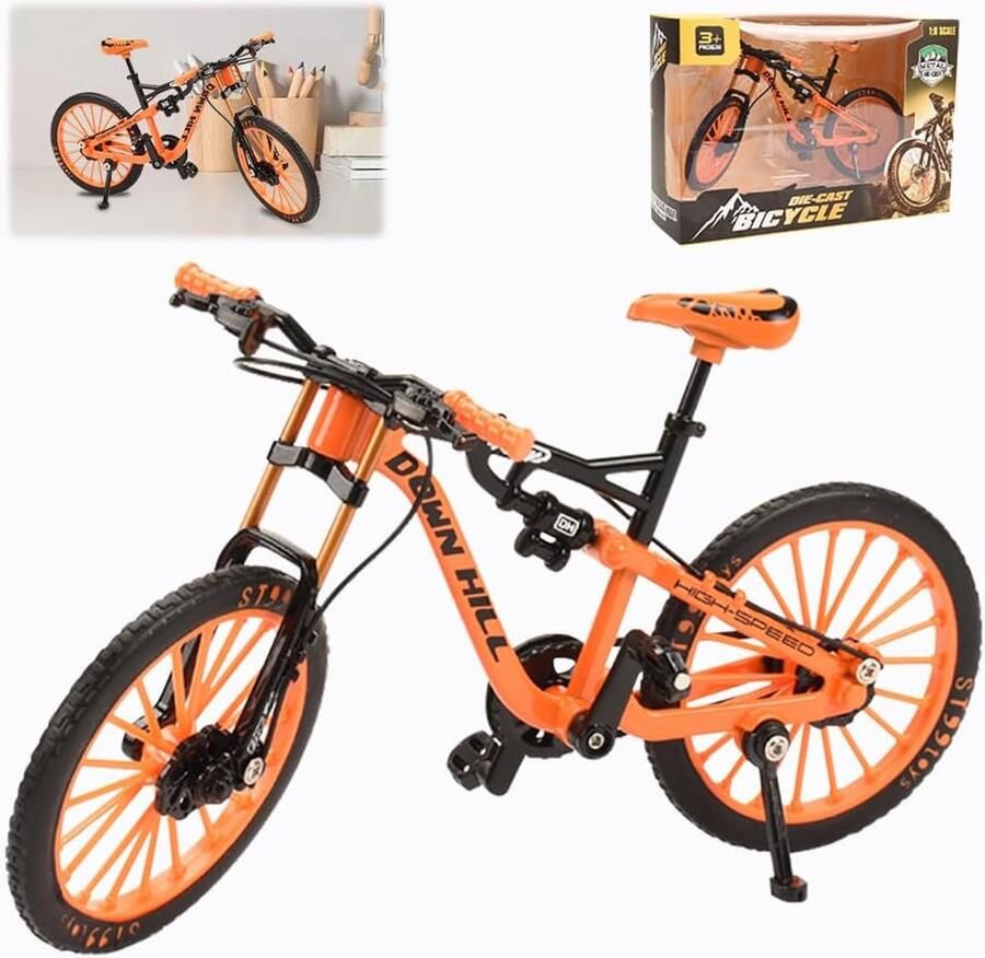 Gedetailleerd Mountainbike Model Fiets Speelgoed van Zinklegering in Oranje