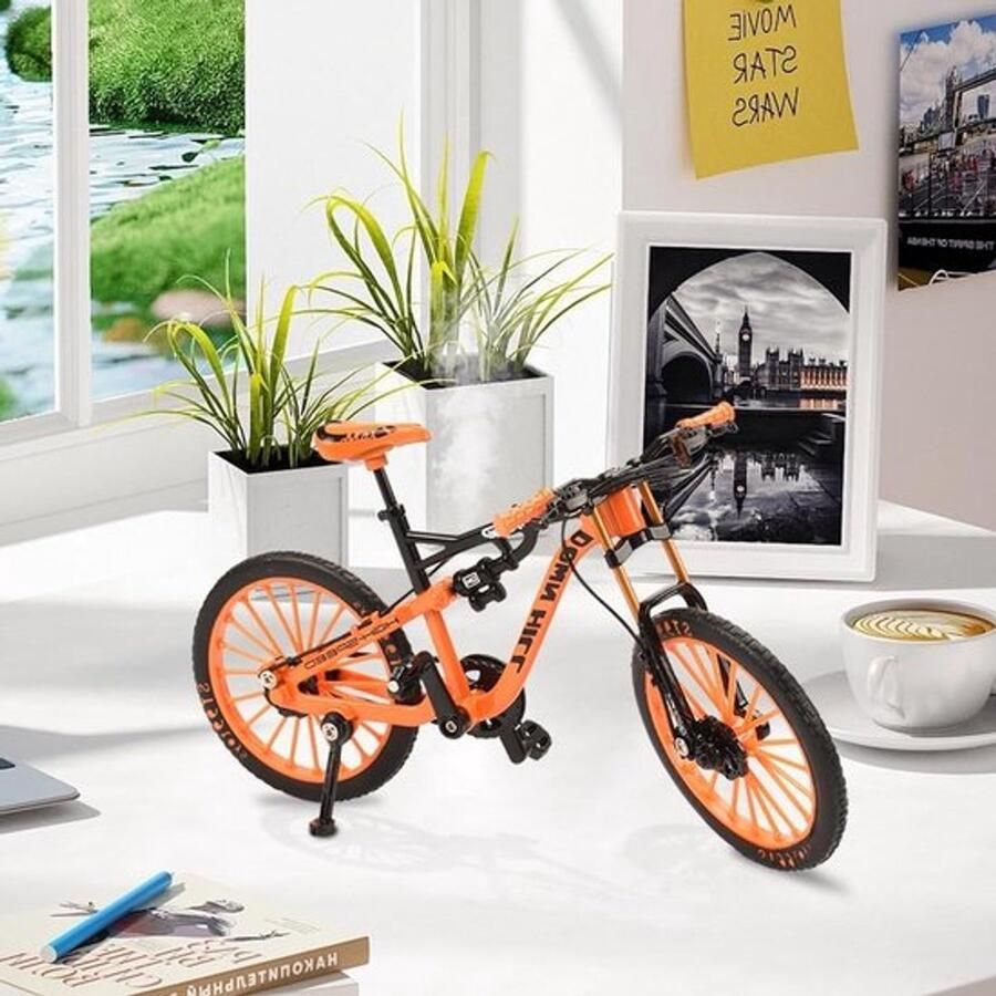 Gedetailleerd Mountainbike Model Fiets Speelgoed van Zinklegering in Oranje