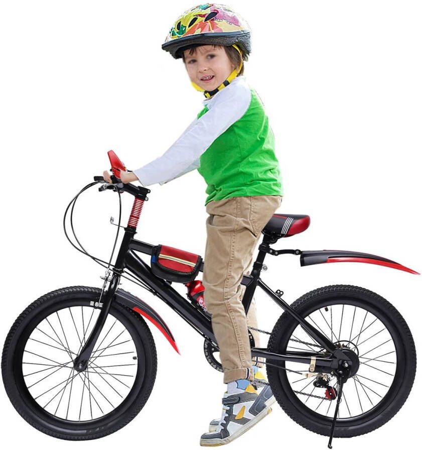 Gran Vida Mountainbike 20 inch Kinderfiets Dubbel Remsysteem Verstelbaar Zadel Rood Zwart