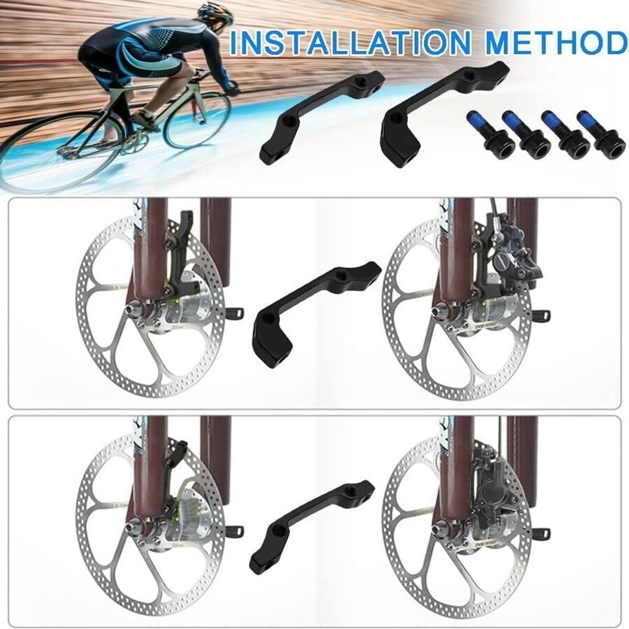 Green Glow Set van 3 schijfremadapters voor MTB en BMX fietsen met F203-R180 F180-R160 en F160-R140 compatibiliteit