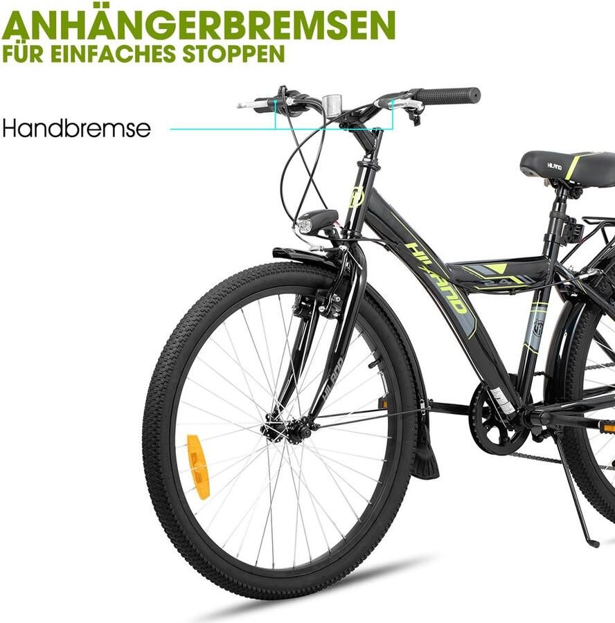 Hiland 24 inch (60 cm) kinderfiets mountainbike voor en vanaf 6-10 jaar met 6 versnellingen ShopVlot