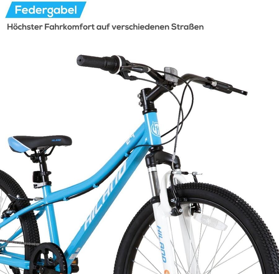Hiland Climber Kinderfiets 24 inch 7 versnellingen V-brace kindermountainbike jeugd MTB met verende vork voor ShopVlot