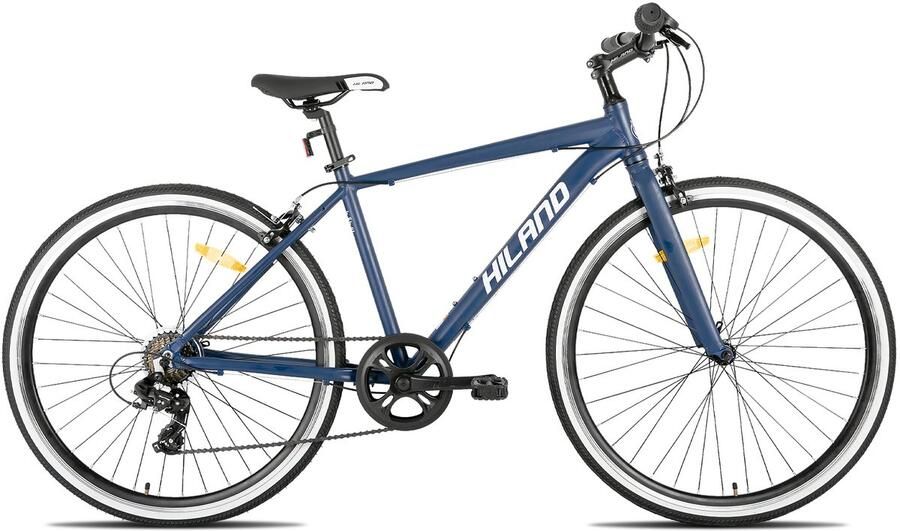 Hiland Stadsfiets en Hybride Fiets 28 Inch (700C) 7 Speed Unisex Fiets voor Woon-werkverkeer