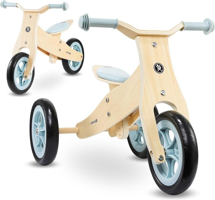 Houten Driewieler Loopfiets 2-in-1 Kind Ontwikkeling Verstelbare Zitting 2.5 Kilogram Houtkleur
