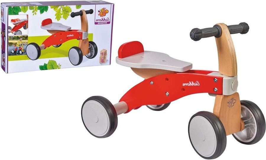 Houten Loopfiets Duwfiets Kinderen Buitenspelen Leren Verstelbaar Zadel Tot 50 kg Natuurlijk Hout