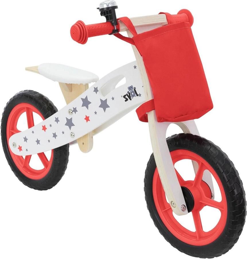 Houten Loopfiets Kinderloopfiets Loopfietsje Motorische Ontwikkeling Lekvrije EVA Wielen 85 x 54 cm Rood