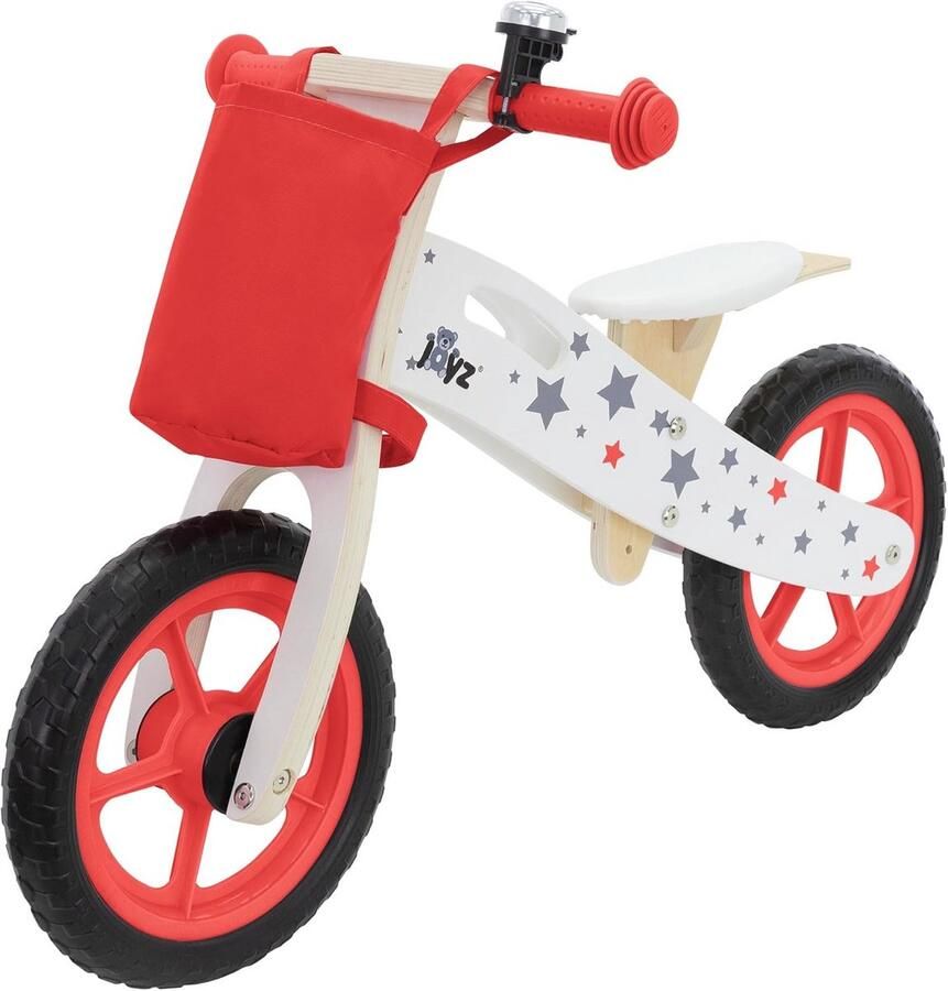 Houten Loopfiets Rood met Verstelbaar Zadel en Lekvrije Wielen
