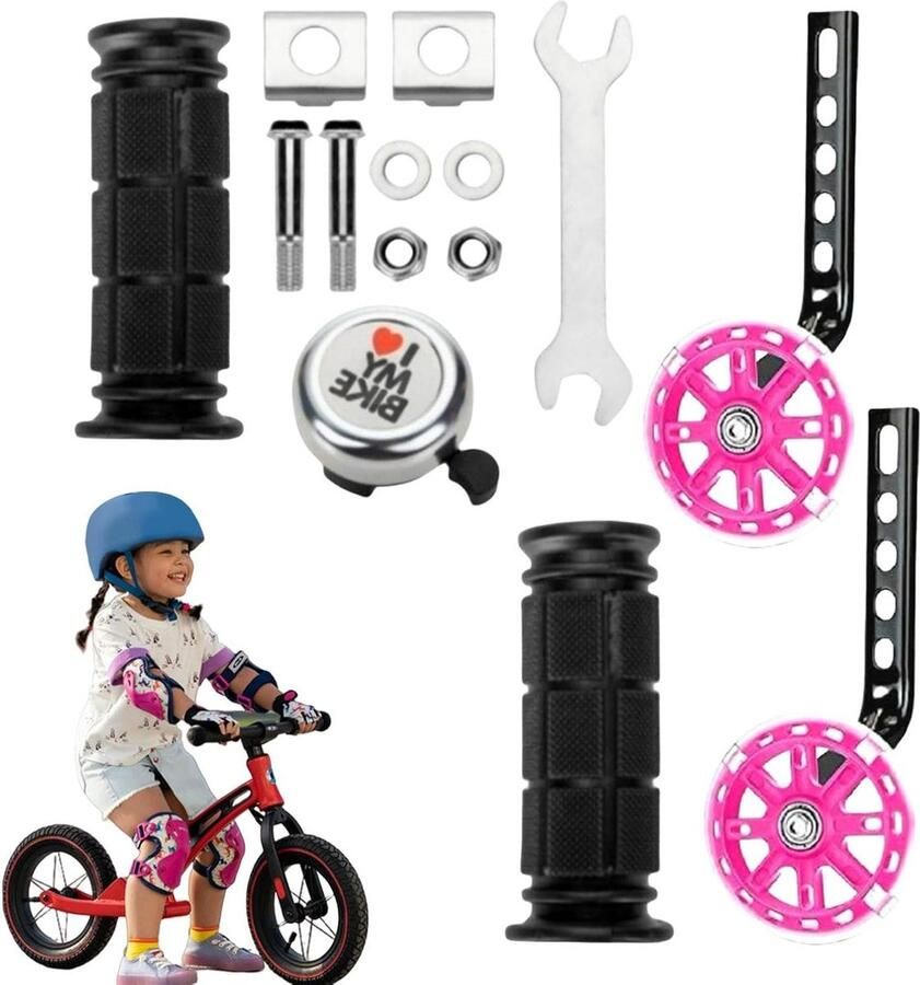 Hulpwiel Fiets Zijwieltjes Kinderfiets Balans Leren Verdikt Stabiliteitsontwerp 12-20 Inch Roze