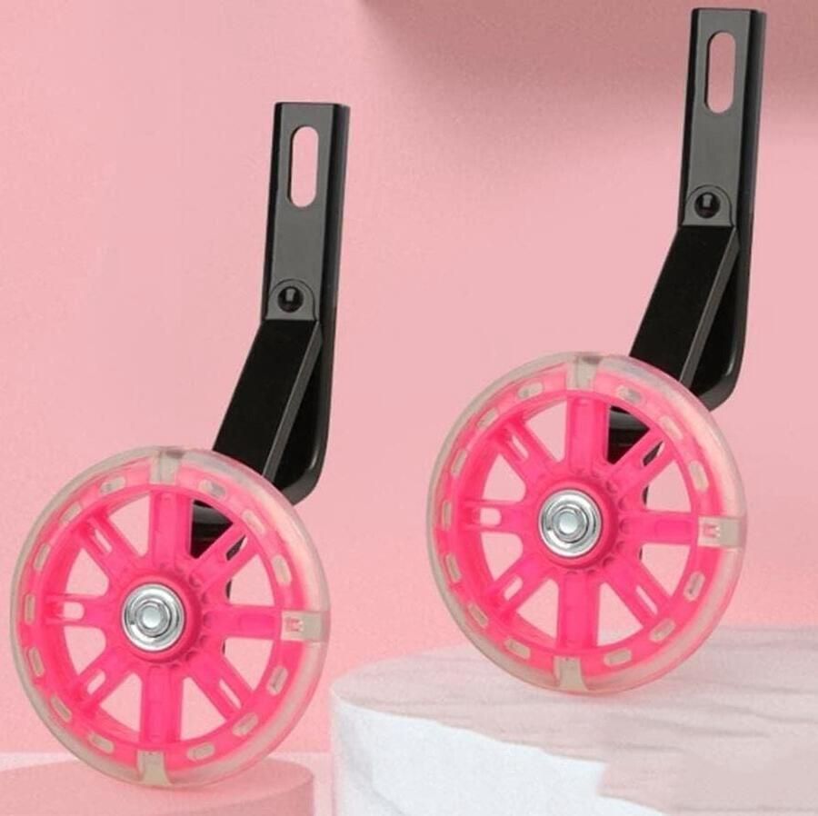 Hulpwielen Fiets Zijwieltjes Kinderfiets Leren Fietsen Zelf Oplichtend 12 Inch Roze