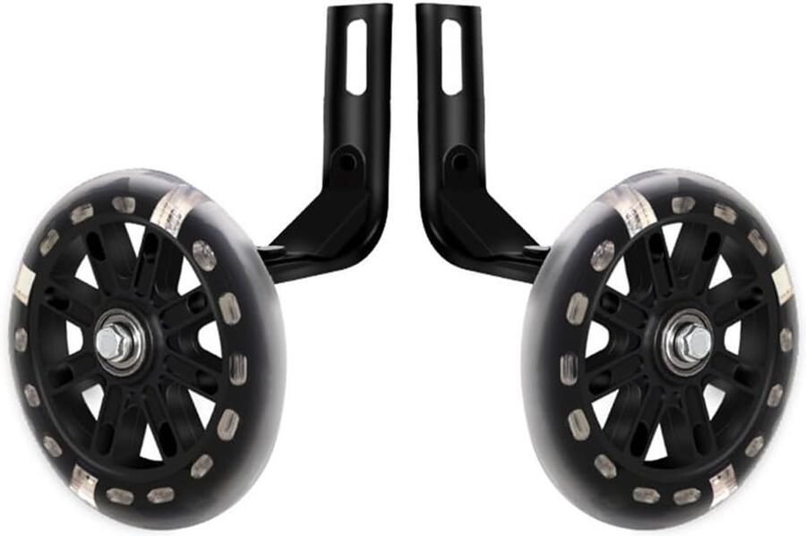 Hulpwielen Kinderfiets Oefenwielen Fiets Veilig Leren Fietsen Magnetische Lichtgevende Wielen 14 Inch Zwart