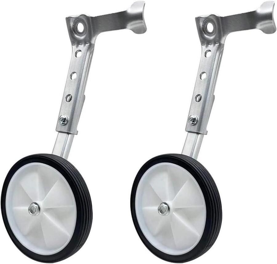 Hulpwielen Kinderfiets Stabilisatoren Set Fietsen Leren Verstelbaar Universeel 16 tot 24 Inch Wit Zwart