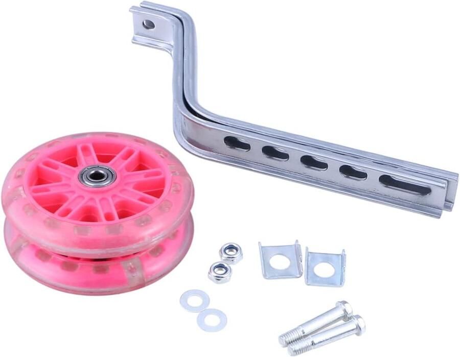 Hulpwielen Kinderfiets Zijwieltjes Balans Kinderen Leren Fietsen Mute Flash Wiel Medium Roze