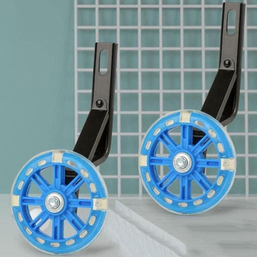 Hulpwielen Kinderfiets Zijwieltjes Stabilisatoren Veilig Leren Fietsen Zelf Oplichtend 12-20 Inch Blauw